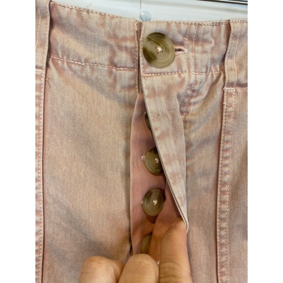 Free People Long Game Chino Pants Pale Mauve Pink Wide Leg Flare Size 4 - Picture 9 of 11